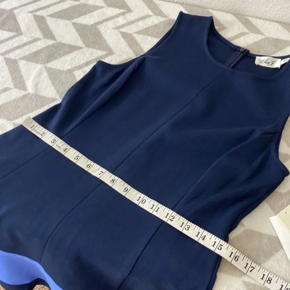 Eliza J NWT Fit to Flare Navy Color block Dress Size 10 - Picture 11 of 12